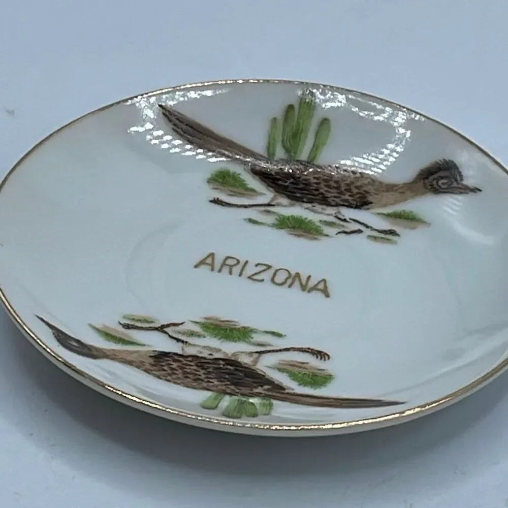 Vintage Arizona Souvenir Cup & saucer roadrunner Midcentury